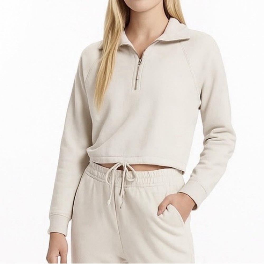 Vuori Sedona Half-Zip in Salt/Beige, Medium